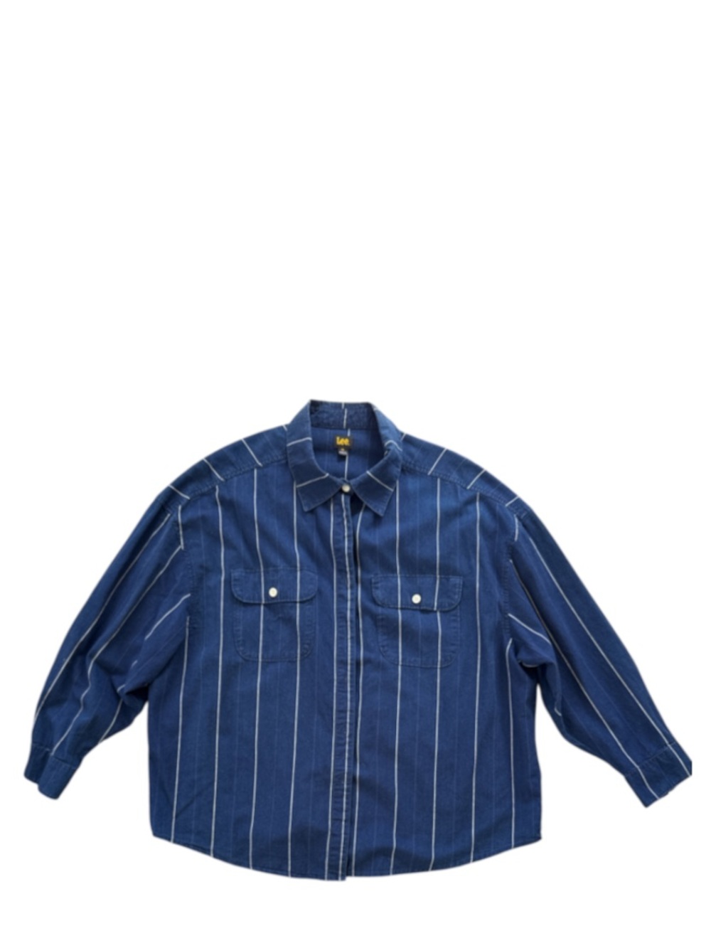 Lee Navy Blue Pinstripe Casual Button-Down Shirt